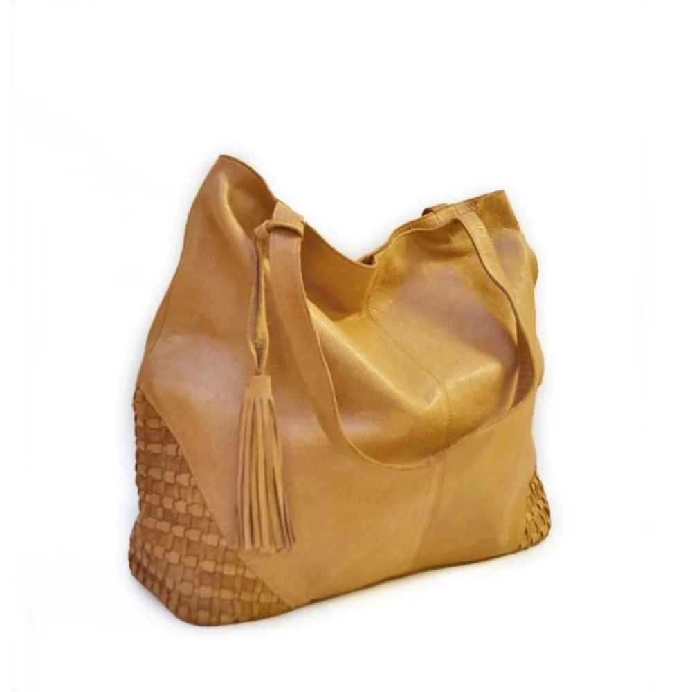 NWT Anabaglish Camel Leather Weekender Tot… - Picture 2 of 9